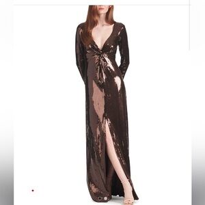 Sachin and Babi Tallulah sequin gown maxi long sleeve dress NWT $995 Size 0